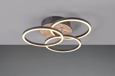 Стеля LED-світильник Reality Circle R62823135, матовий чорний метал та імітація дерева, 27 Вт, з пультом, димером, зміною кольорів та нічним світлом