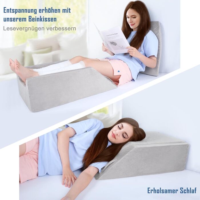 Подушка для підняття ніг INFANZIA з піни з ефектом пам&39яті, ергономічна подушка для підняття ніг, підйом стоп, подушка для підтримки колін, подушка для лімфодренажу для полегшення двоногості (з обох боків)