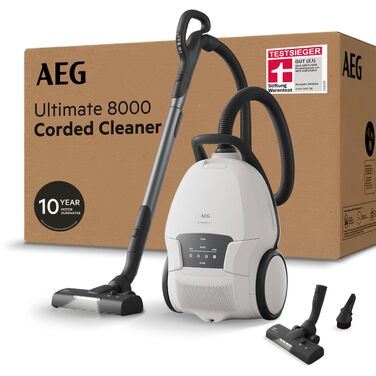 Пилосос із мішком AEG 8000, переможець тестів Stiftung Warentest, AB81U1SW Білий
