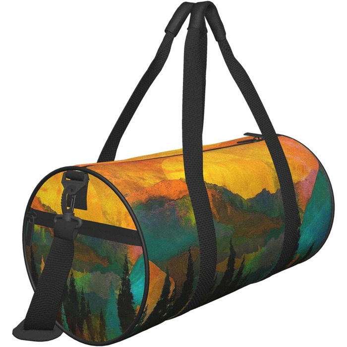 Спортивна сумка з мотивом дерев та сходу сонця, велика дорожня сумка для фітнесу, на вихідні та коротких подорожей для чоловіків та жінок