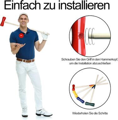 Екологічний набір для крокету без запаху, садовий набір для гри в крокет для 4 гравців, дерев&39яна гра в крокет на свіжому повітрі, підходить для всіх типів людей та будь-яких типів місць.