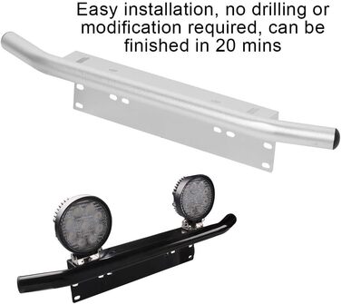 Універсальний тримач номерного знака з алюмінієвого сплаву Fydun для переднього бампера Bull Bar Кронштейн для позашляхового ліхтаря (сріблястий)