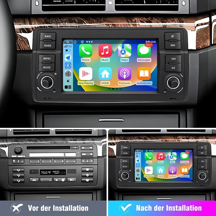 Автомагнітола для BMW E46 1999 2000 2001 2002 2003 2004, Android 12 2G32G радіо з GPS-навігацією CarPlay Android Auto Bluetooth WLAN USB керування на кермі, 7-дюймовий сенсорний екран