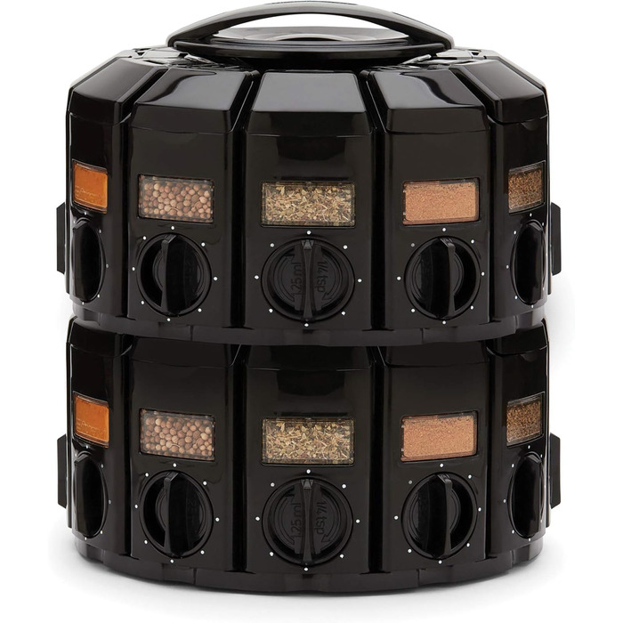 Поличка для спецій KitchenArt Carousel Select-A-Spice, 12 відділень, чорна, 22,2 x 22,2 x 15,2 см, Select-A-Spice Classic, чорний