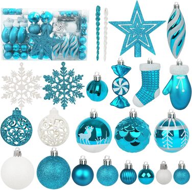 Набір різдвяних прикрас із 135 предметів бірюзові Miaikoe
