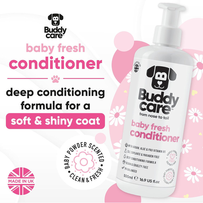 Дитячий кондиціонер для собак Baby Fresh від Buddycare - 500 мл - Ароматизований кондиціонер з пудровим ароматом, з алое вера та провітаміном B5