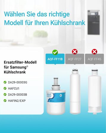 Фільтр для води AQUACREST для холодильників Samsung AquaPure Plus DA29-00003G, DA29-00003B, DA29-00003A, DA97-06317A, HAFCU1/XAA, HAFIN2/EXP APP100 WF289 (2 шт.)