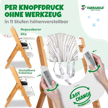 Дитячий стільчик для годування ZS3 Set - регульований, стільчик для немовлят від 6 місяців до 90 кг, з обідньою дошкою - стільчик