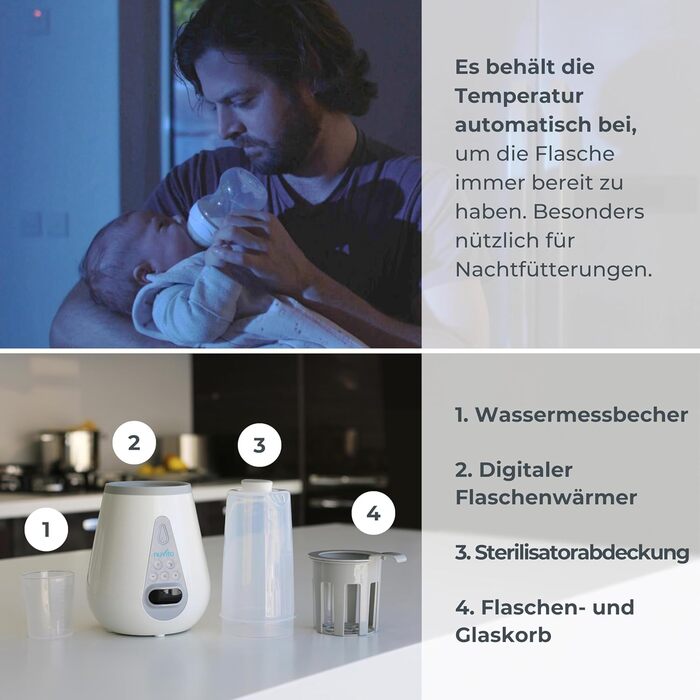 Портативний підігрівач дитячих пляшечок і стерилізатор Nuvita 1170 для дитячих пляшечок, дитячого харчування та грудного молока -