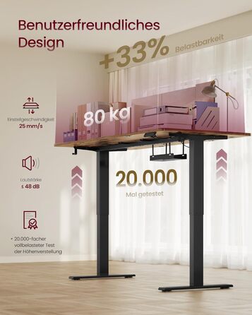 Стіл VASAGLE з регульованою висотою, 180 x 80 см, порт USB-C, подовжувач для зберігання, стіл для роботи стоячи, нагадування про тривале сидіння, 3 кнопки пам&39яті, для офісу, вінтажний коричневий LSD148KD02 180 x 80 см вінтажний коричневий