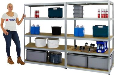 Комплект із 2 надміцних стелажів Big Elephant 180x120x60см з 5 полицями, вантажопідйомність полиць 250 кг, оцинкований, 2 шт. 180x120x60см, оцинкований