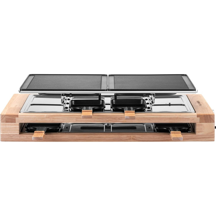 Персон, раклетний гриль 1500 Вт з дерев'яним каркасом, раклет з антипригарною пластиною для гриля, настільний гриль електричний, 8