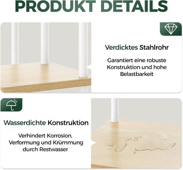 Підставка для рослин Bamworld, підставка для квітів для приміщень, 4-рівнева полиця для рослин, металева підставка для рослин, декор для балкону на відкритому повітрі, квітковий горщик для спальні, кімнатні рослини, стіл для посадки рослин (білий), 4-рівн