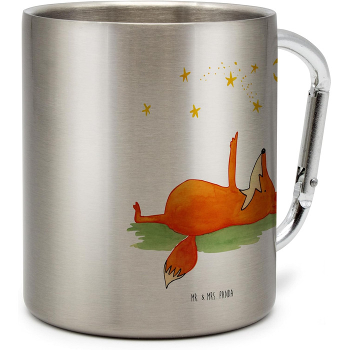 Чашка з лисицями та зірками &quotМістер і місіс Панда&quot - подарунок, кухоль з нержавіючої сталі, термокухоль, астролог, металевий кухоль для пиття, термокухоль, нічний, лисиці, місяць