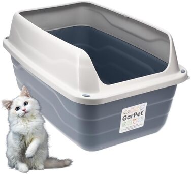 Котячий туалет GarPet XXL Extra High, відкритий котячий туалет з високим бортиком, великий лоток без кришки, гігієнічний котячий туалет
