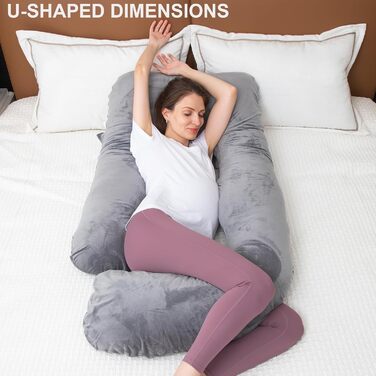 Подушка для вагітних з подрібненого пінного матеріалу з ефектом пам&39яті для сну, подушка для вагітних, підтримка живота, U-подібна форма на все тіло (пінний матеріал з ефектом пам&39яті, сірий) Сірий пінний матеріал з ефектом пам&39яті