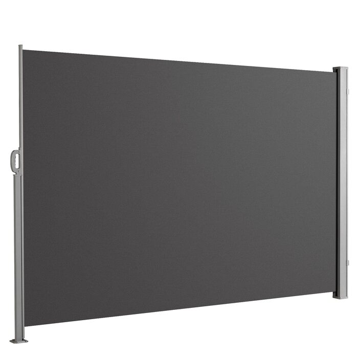 Алюмінієва бічна маркіз Floordirekt, 200x400 см, антрацит - розсувна для забезпечення приватності та захисту від сонця для балкону та тераси, поліестер 280 г/м (ПУ), захист від ультрафіолету UPF50, з кріпленням на землі 200 x 400 см, антрацит