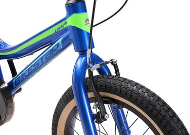 Дитячий алюмінієвий гірський велосипед BIKESTAR з V-подібними гальмами для дівчаток та хлопчиків віком 4-5 років 16-дюймовий дитячий гірський велосипед БЕЗ РИЗИКУ БЕЗ ПРОБНОГО ВИПРОБУВАННЯ, синій та зелений