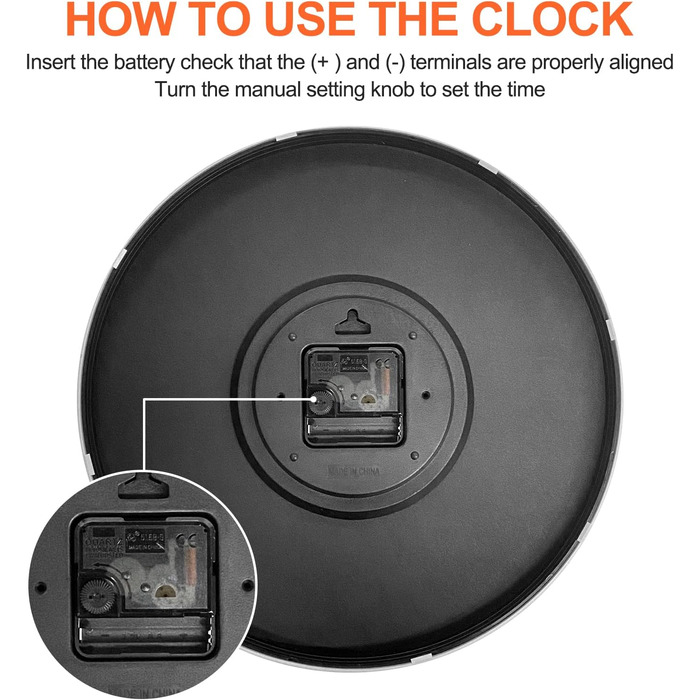 Настінний годинник Uootach, 30 см (12 дюймів), сучасний настінний годинник (білі чорні символи)