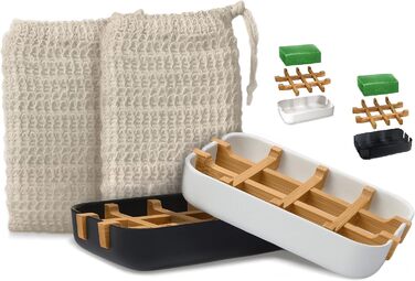 Стійкі, екологічно чисті мильниці з натуральної бамбукової деревини та кукурудзяного крохмалю з піддоном для стікання води 2 сизал