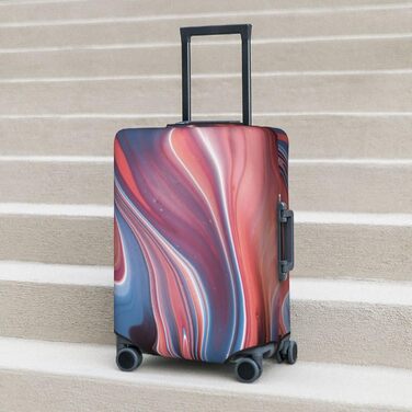 Чохол на валізу Абстрактний рожевий мармур, еластичний, водостійкий, захисний, для подорожей та роботи (розмір валізи 45,7 - 81,3 см), чорний, розмір S