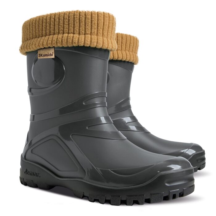 Гумові чоботи GoTherm з внутрішньою частиною з натуральної вовни, дуже зручні та дуже теплі, виготовлені з ПВХ, з нековзною підошвою, водонепроникні та підходять для підлітків, розмір 39 EU, чорні
