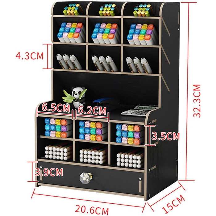 Настільний органайзер Catekro, тримач для ручки, настільний органайзер, багатофункціональний настільний ящик для зберігання з ящиком для школи, офісу, дому (коричневий-15 інтервал) 189-коричневий