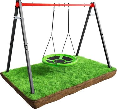 Подвійна гойдалка (метал) з лелечим гніздом та дитячою гойдалкою Рама гойдалки витримує навантаження до 150 кг Стабільна та безпеч