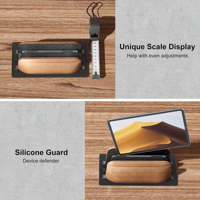 Вертикальна підставка для ноутбука з двома слотами, горіхове дерево. Регульована ширина, сумісна з MacBook та іншими ноутбуками.