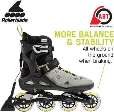 Роликові ковзани Macroblade 80 ABT чоловічі для фітнесу, сріблясті/неоново-жовті, Performance Inline Skates 13 SILVER/ NEON YELLOW