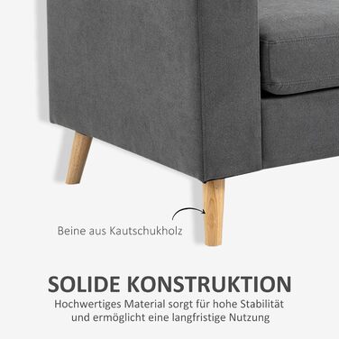 Кутовий диван HOMCOM L-подібної форми з 3 подушками, кутовий диван з ґудзиками, імітація лляної тканини, розкладний шезлонг-диван для вітальні, спальні 193 x 136 x 85 см темно-сірий