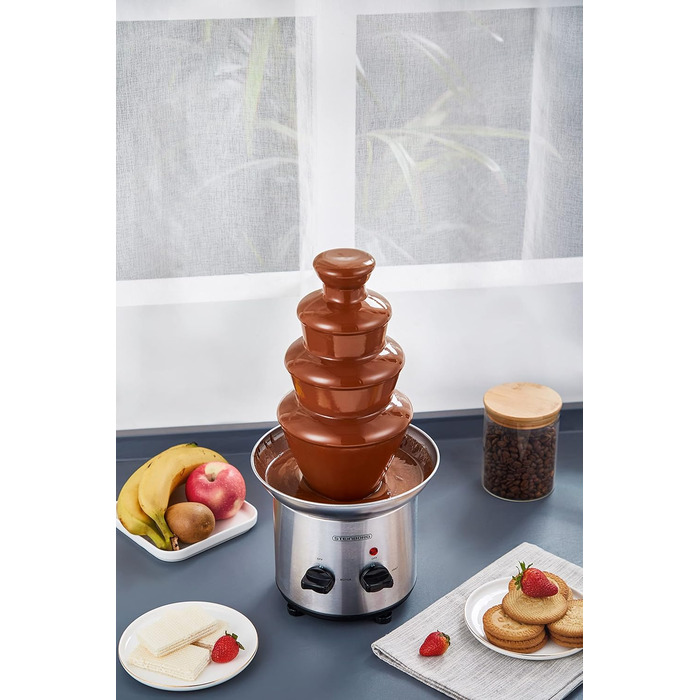 Шоколадний фонтан 170 Вт 1250 г Якісна та міцна нержавіюча сталь 4 етапи Термостійкий Шоколадний фонтан Фондю Шоколадне фондю Шоколадний фонтан