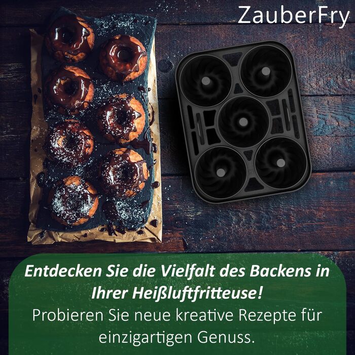 Форма для випікання тортів ZauberFry Mini Bundt, сумісна з фритюрницею Ninja AF400EU, AF451EU та AF500DE, аксесуари, торти, кекси, тістечка для випічки