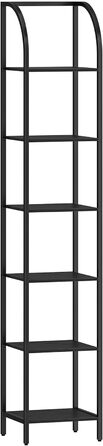 Полиця Hzuaneri, книжкова шафа, 6-ярусна полиця, полиця для DVD, вузькі полиці, офісна полиця в індустріальному стилі, металевий каркас для вітальні, спальні, кухні, чорна BC56004B 30 x 33,6 x 182,5 см чорна