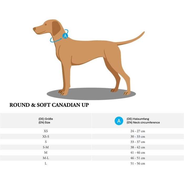 Ошийник для собак HUNTER Round & Soft Canadian UP, колір коньяк, м'яка та гладка шкіра, класичний дизайн, делікатний до шерсті, круговий прошитий, екологічно стійкий, виготовлено в Німеччині, розмір 45 коньяк 45