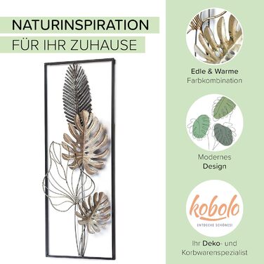 Коболо настінний фотошпалери настінне оздоблення металеві картини настінне мистецтво сучасне - MONSTERA - металл - 29x74 см - чорн