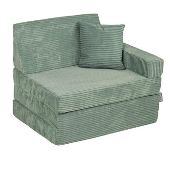 Дитяче крісло-реклайнер KiddyMoon з поролоновою подушкою, дитяче крісло, дитяче крісло для дитячої кімнати, розкладний матрац, матрац, крісло-реклайнер, затишне крісло, зелений дитячий диван з подушкою