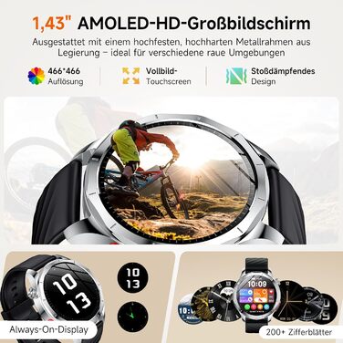 Новий смарт-годинник 2026 року для чоловіків з ЕКГ/ВСР/монітором батареї/ІМТ/сечовою кислотою, 1,43-дюймовий AMOLED-годинник для здоров&39я з 24-годинним зворотним тиском, SpO2, апное, монітором сну, екстреним викликом SOS, фітнес-годинник для Android/iOS