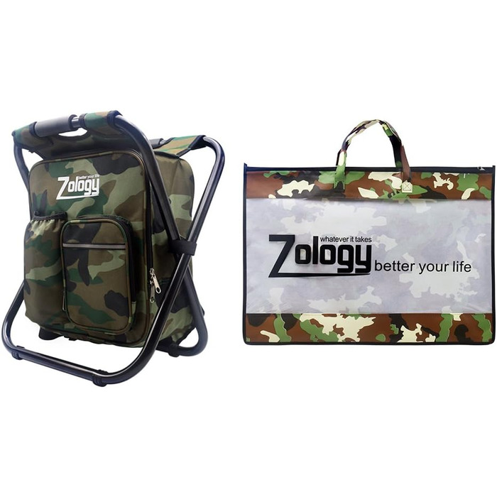 Складаний стілець для кемпінгу табурет Рюкзак Zology з ізольованою сумкою для пікніка з охолоджувачем, камуфляжне портативне туристичне сидіння Сумка для стільця для зовнішньої риболовлі в приміщенні Подорожі Пляжне барбекю