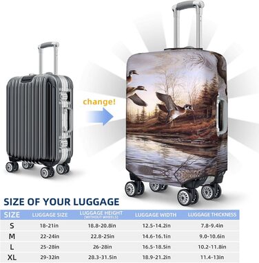 Чохол для валізи Mallard Ducks, міцний захист, підходить для багажу розміром 45,7 - 81,3 см, малий, Чорний