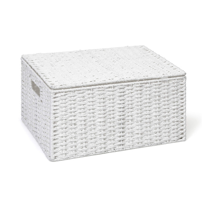 Кошик для зберігання Arpan з кришкою, виготовлений з паперу та мотузки, білий, розмір XL