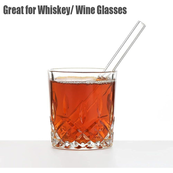 Прозора соломинка для пиття ALINK Glass Straws пряма 8 шт. 10 мм x 15,2 см, багаторазові скляні соломинки для пиття 2 щітки для чи