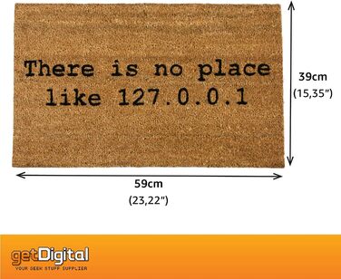 Немає місця краще, ніж дім 127.0.0.1 Килимок для дверей - Високоякісний килимок для комп&39ютерних гіків, виготовлений зі 100 натурального кокосового волокна - 59 x 39 см