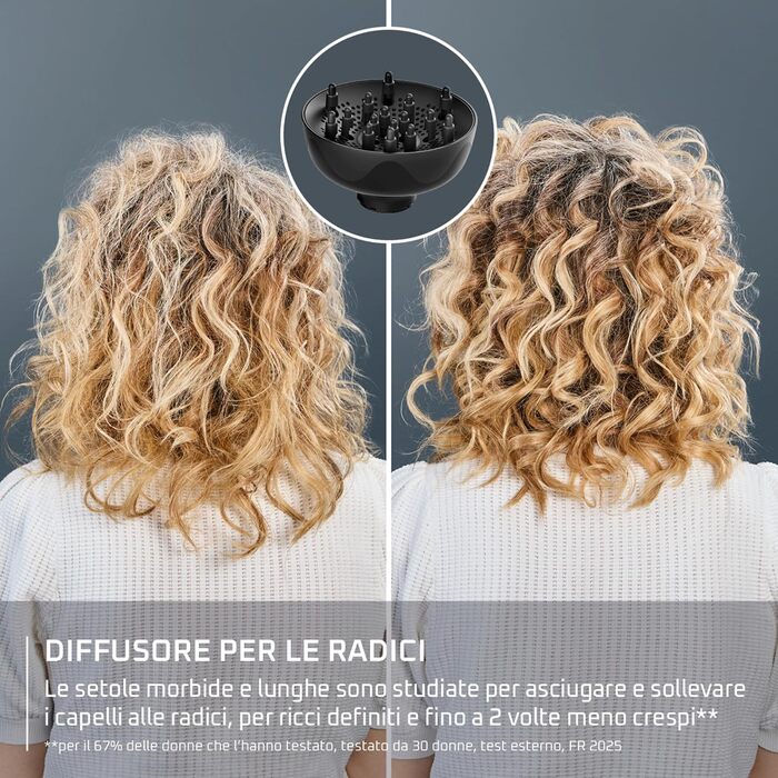 Дифузор для волосся Rowenta Curl Harmony 3-в-1 для кучерявого волосся, ергономічний дизайн, 3 насадки та сумка для зберігання CV7D30E0