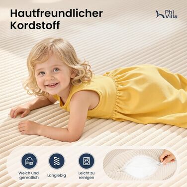 Кутовий диван PHI VILLA зі сном, Cloud, безкістковий диван, 5-місний L-подібний модульний диван для вітальні, вельвет, не потребує складання, бежевий, 5-місний, бежевий