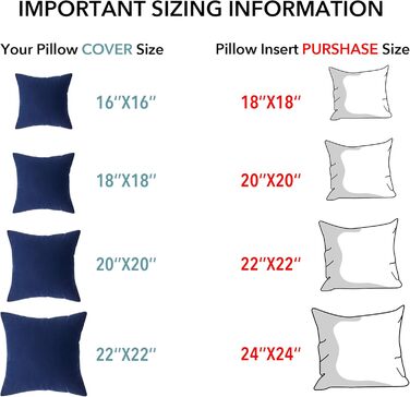 Вставки для подушок Oubonun 55 55 см (комплект з 2 шт.) Внутрішні подушки з поліестеру для дивана, кушетки та ліжка Прямокутний декоративний наповнювач для подушок зі 100 бавовняним чохлом 55 x 55 см