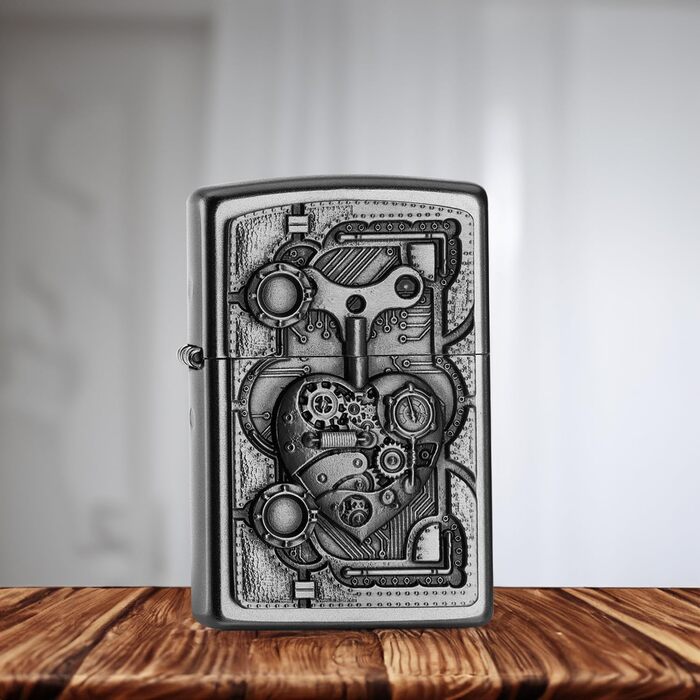 Запальничка Zippo PL STEAM Punk Heart, латунна, з вигляду нержавіючої сталі, 1 x 3,5 x 5,5 см