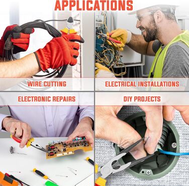 Набір електромонтажних пасатижів (3 шт.), професійні ізольовані, з сертифікацією VDE довгі, гострогубці та бічні кусачки