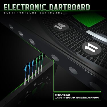 Електронна мішень для дартсу Cyeelife з німецьким голосом та РК-екраном включає 12 мяких дротиків, 24 крильця, 50 наконечників та USB-зарядний пристрій стандартна мішень для дартсу