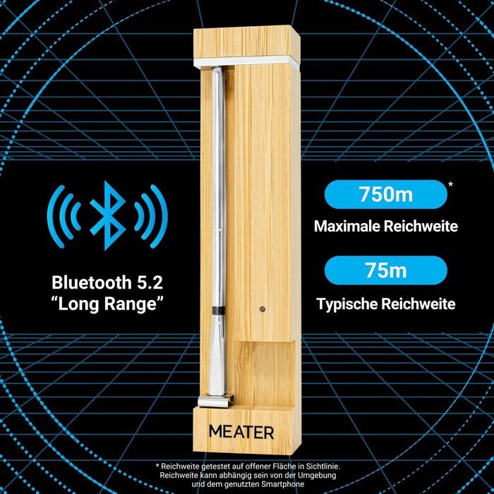 Кухонний термометр для м'яса MEATER 2 Plus наступного покоління, термостійкий до 550C, великий радіус дії, 100-відсоткова водонепроникність, мультисенсорна технологія